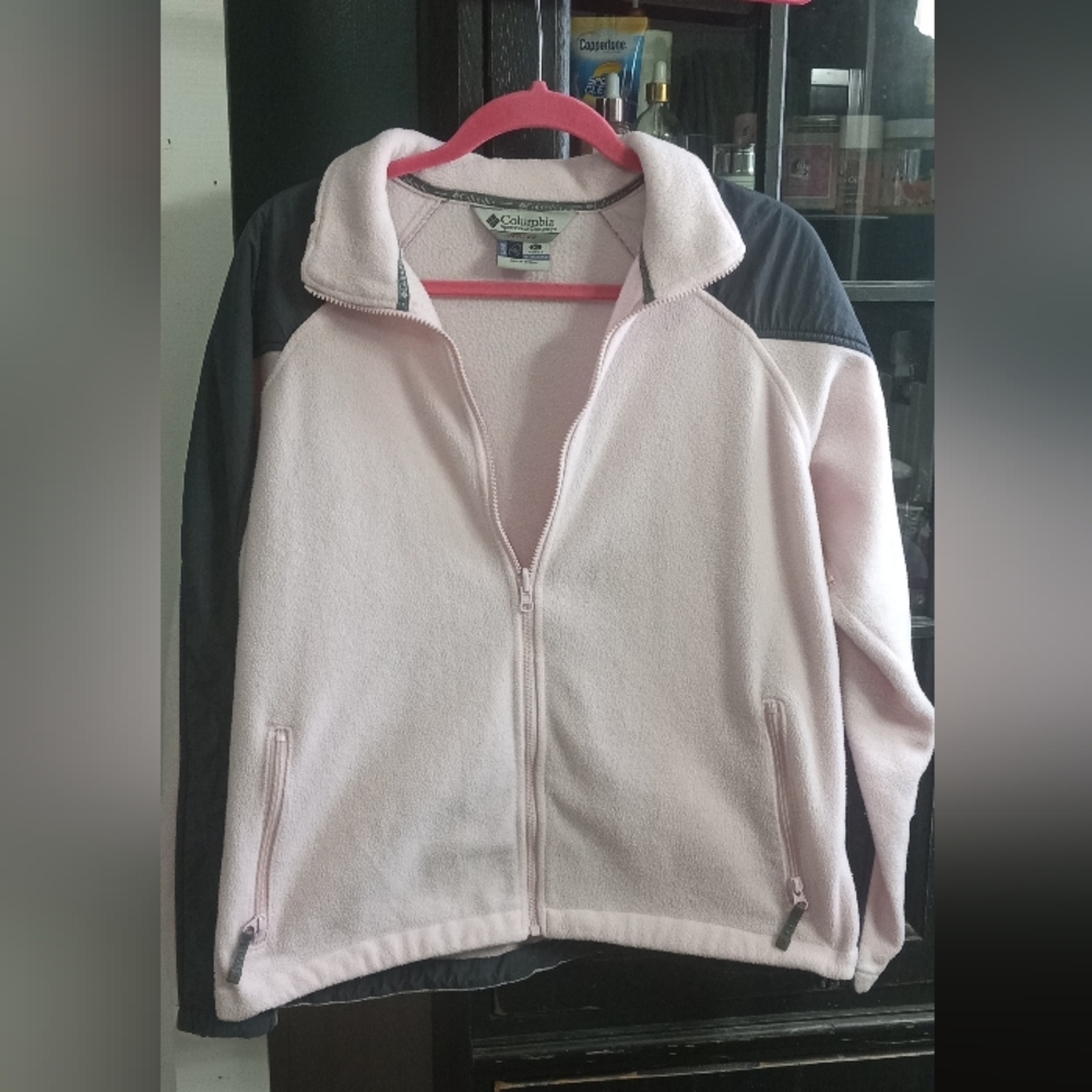 Columbia Light Pink and Dark Gray Fleece Jacket